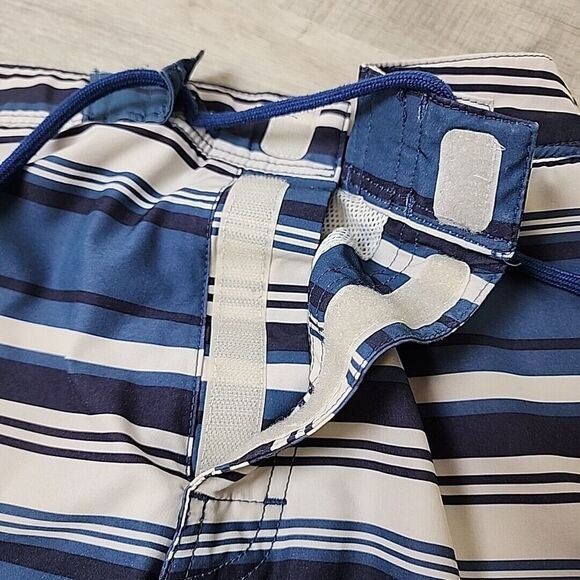 J‎ Crew Flex Board Swim Trunks Men's 33 Blue Stripe Double Drawstring Classic - Picture 5 of 12